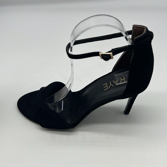 RAYE - Jennifer Black Suede Twist Open Toe Adjustable Ankle Straps Heels Size 9 - Picture 11 of 14